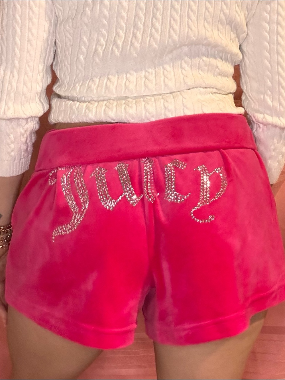 Hot Pink Velvet “Juicy couture” Shorts Size L/XL